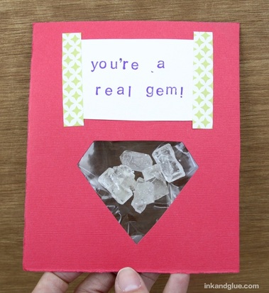 Rock candy gem valentine card