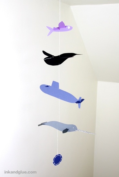 flying sea life whale mobile