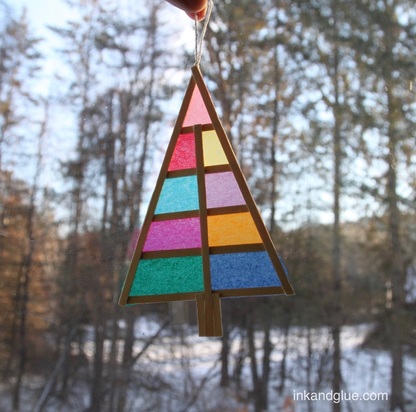stained glass Christmas tree ornament